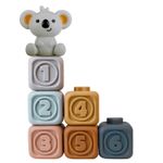Kyoot 7pcs Silicone Baby Building Blocks Stacking Nesting BPA-Free Teething Toy