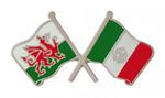 Mexico Flag & Wales Flag Friendship Courtesy Pin Badge