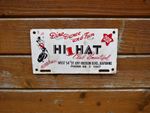 VINTAGE HI HAT CLUB ENAMEL SIGN. USA NUMBER PLATE. AMERICANA. GREAT PATINA.