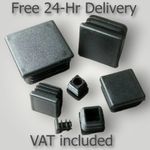 Square Plastic End Caps For Tubing Bungs Inserts Blanking Plugs Furn. Feet Black