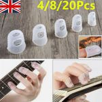 4-20Pcs Guitar Fingertip Protectors, Silicone Guitar Finger Guards 5 Size UK