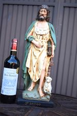 Antique large chalk statue of Saint drogo Seburg statue
