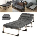 Adjustable Sun Bed Garden Lounger Recliner Relaxing Camping Coffee With Mat UK