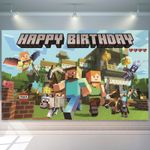 Pixel Games Birthday Backdrop Minecraft Happy Birthday Party Backdrop