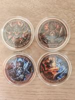 4 X 1oz 999 Fine Copper Valhalla Series No 1 - 4 Colourised (Capsulated)