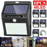 6Pack Solar Sensor LED Flood Lights Wall Outdoor Garden Path Fence Lamp Security