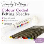 Felting Needles, 32G,36G,38G Spiral, Star, Reverse, 40G,42G colour coded sets
