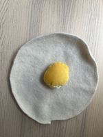 Vintage PURE WOOL Theatre Film Prop Fried Egg Pin Cushion Sewing Craft VGC