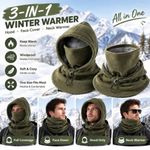 3-in-1 Fleece Double‑layer Integrated Hat Windproof Warm Flannel Warm Mask Hat