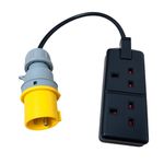 16 AMP 110V PLUG - 240V 13 AMP 2 GANG SOCKET ADAPTOR PAT TEST TESTING LEAD