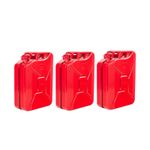 3 X 20 Litre (20L) Steel Fuel Jerry Cans - Red - Diesel, Petrol, Oil, Water