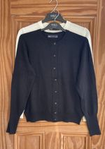 Ex M&S Collection New Crew Neck Button Cardigan Top Black Size 6 - 24