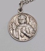 Vintage French Real Silver St Yves Religious Medal Pendant Necklace CELT