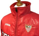 Vintage SEVILLA Joma Leather Jacket Faux XL Football Soccer La Liga 2000s FC