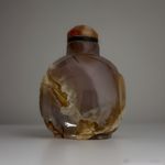 Chinese Agate Snuff Bottle - Brown & Cream Banded Chalcedony