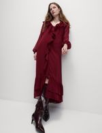 Marks & Spencer Womens Smock Midaxi Dress in Claret - M&S