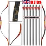 Archery 15-50lbs Traditional Recurve Bow Mongolian Horse Bow Carbon Arrow Target