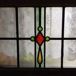 Antique Original Leaded Stained Glass Panel art deco. Medium 21 in by 16 inches