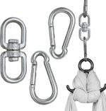 QQdou Swing Swivel, Heavy Duty Double Ended Swivel Eye Hook with 2 Silver