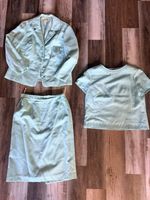 Vtg 1960s 3 Pc Skirt Suit Set Mint/Aqua Pastel Jacket Top Skirt Mod Jackie O M/L