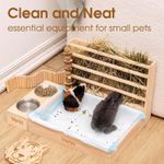 Rabbit Hay Feeder with 2 Bowls and Litter Box Bunny Manger Hamster Feeding