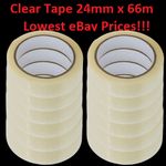 CLEAR STRONG TAPE PACKAGING ROLLS PARCEL PACKING SELLOTAPE 24mm x66m CELOTAPE