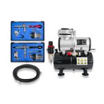 AIRBRUSH KIT AIR COMPRESSOR WITH TANK AIR BRUSH WITH 2 AIRBRUSHES 134  800  HOSE