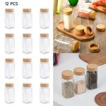 12/24x Glass Spice Jars Airtight with Bamboo Lids Storage Bottles Containers Pot