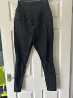 New Look Maternity Black Overbump Skinny Jeans with Over-Bump Panel