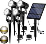 4 IN 1 Solar Powered Spotlights LED Outdoor Garden Lawn Path Spot Light IP65 UK
