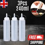 240ML/500ML Plastic Clear Squeeze Squeezy Sauce Bottle Mayo Dispenser Bottles