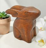 Vintage Wooden Rabbit Figurine Original Old Hand Carved