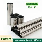 A2 Stainless Steel Round Tube Wall Thick 1mm-3mm Laser Cutting OD 8mm to 325mm