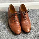 Bruar Brown Leather Lace-Up Brogue Dress Shoes UK 5 Unisex Adults Almond Toe