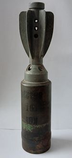 WW2 British Relic 2 Inch Mortar Fin Green Stripe 1939 Dated Ornament SAFE