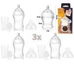 3Pk Nuby 150ml Silicone Slow Flow Baby Feeding Bottles, Wide Neck & Anti Colic