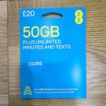 EE PAYG SIM Card Pack £20 Credit 50GB 4G/5G Unlimited Minutes & Texts empty sim