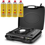 4x Butane Gas + Portable Camping Outdoor Cooker Stove Single Burner BBQ Cooking