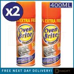 2 x OVEN BRITE SPRAY GRILL COOKER HOB BBQ CLEANING 400ML CLEANER DEGREASER NEW
