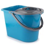 Large Mop Bucket Wringer Plastic Strong 14 Litre Blue, Wet Floor Cleaning Handle