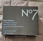 1 x Boots No7 Stay Perfect Compact Foundation COOL BEIGE 12g SPF15 BNIB