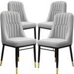 2/4PCS Dining Chairs Set Leather Padded Seat Metal Leg Kitchen Restaurants Chair