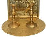 Vintage SOLID BRASS Hand Hammered Candlestick Holders Pair 8”x4” Detachable