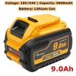 18V 54V 9.0Ah Li-ion Power Tool Slide Battery Replace for Dewalt XR DCB547