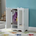 Doll Wardrobe With 6 Clothes Hangers for 18 Inch Dolls Closet Wooden Furniture