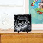 Personalised Custom Baby Scan Photo Picture Rock Slate Any Image With Stands