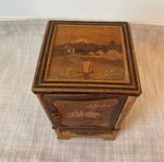 Antique Japanese Marquetry inlaid smokers cigarette miniature cabinet