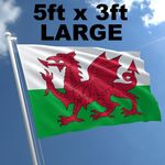 5ft x 3ft Large Welsh Flag Wales National Red Dragon Rugby Football Cymru Celtic