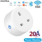 UK 20A Smart Socket WiFi Plug Adapter Home Alexa Voice Control Energy monitoring