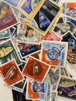 50 Space Missions Stamps Worldwide.  Randomly Picked Used and Unused Stamps.